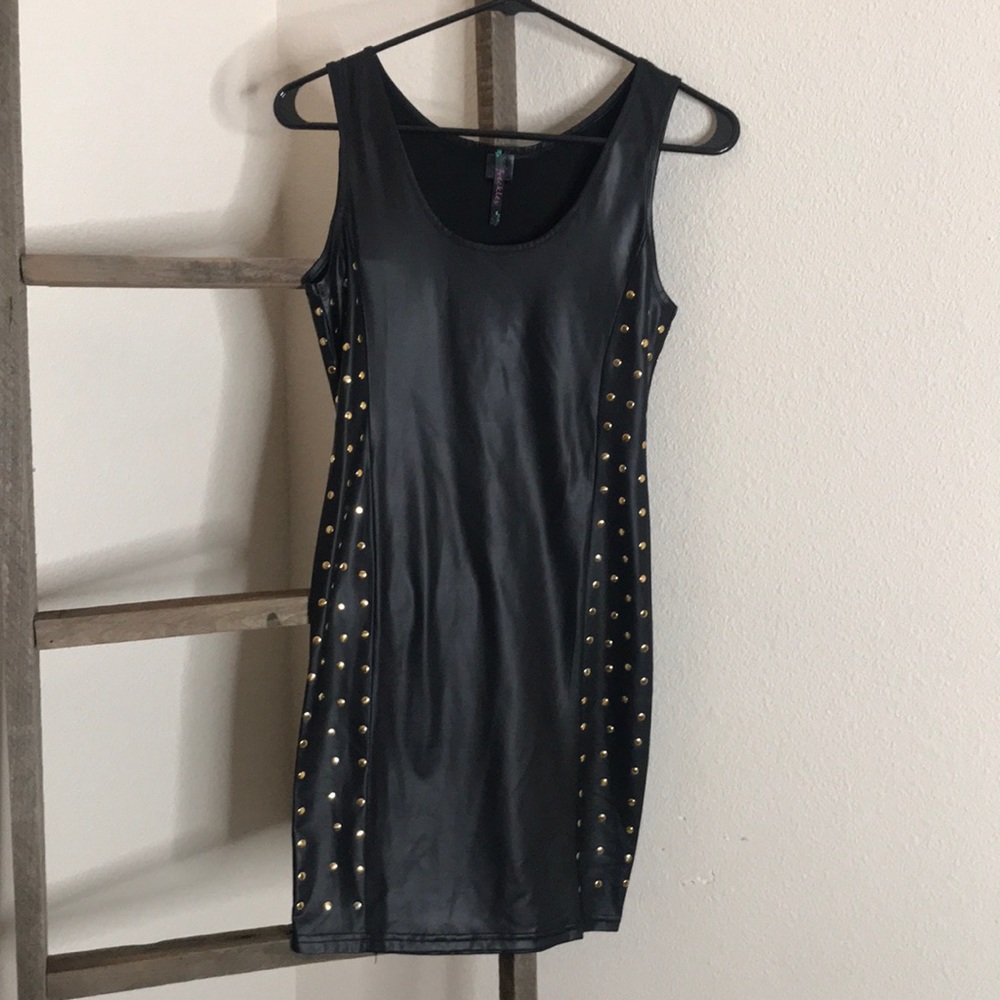Black leather dress